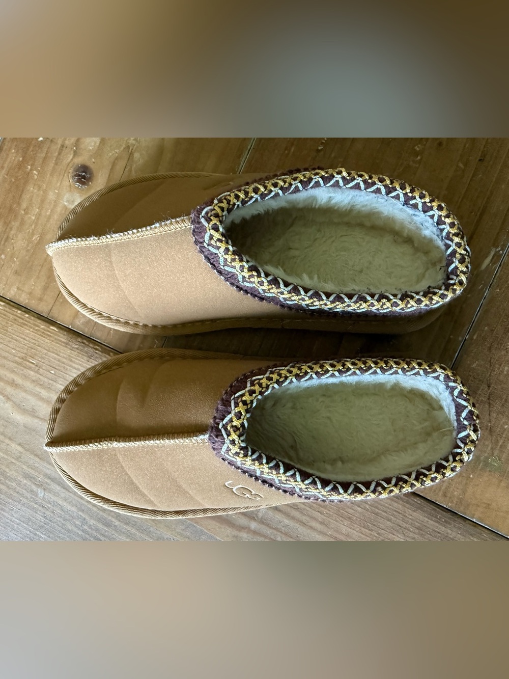 Kids Chestnut Tan Moccasin Slippers with Plush Lining